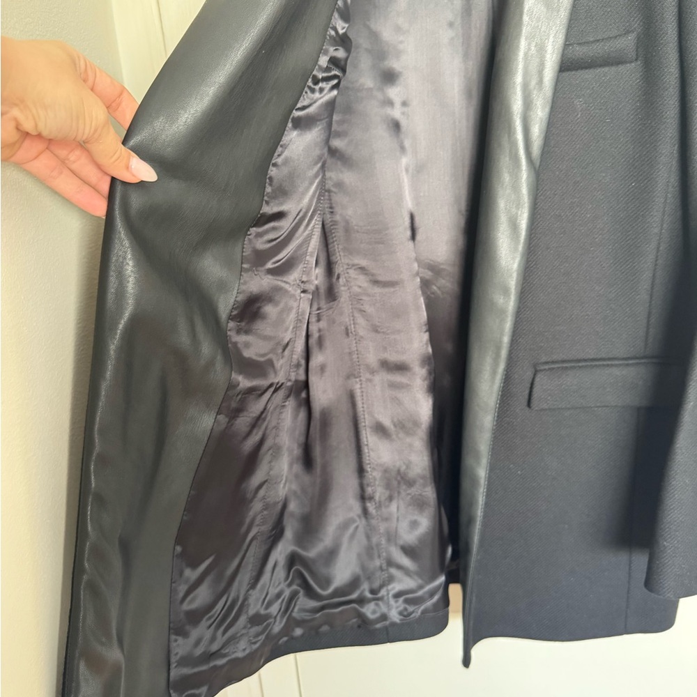 Zara Black Blazer with Leather Trim - Picture 6 of 13